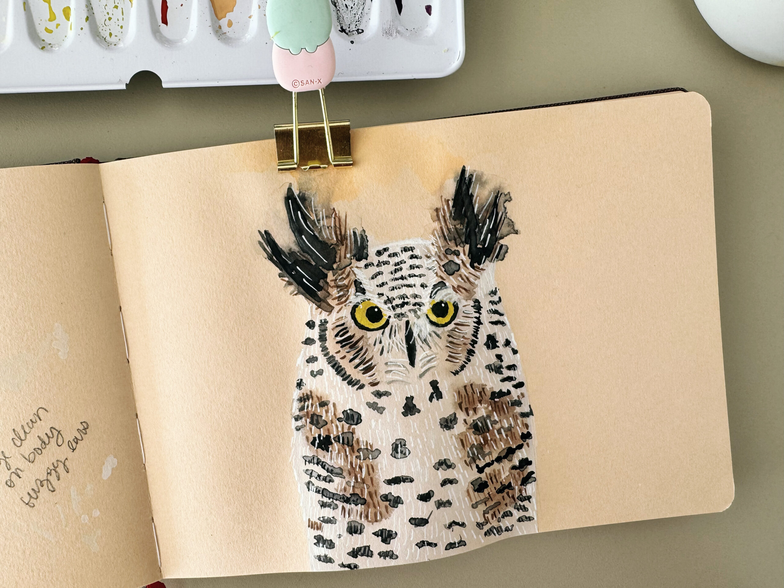 owl watercolour